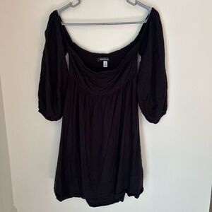 Urban Outfitters Women’s Black Mini‎ Baby Doll Dress Puff Sleeves - Elastic Back